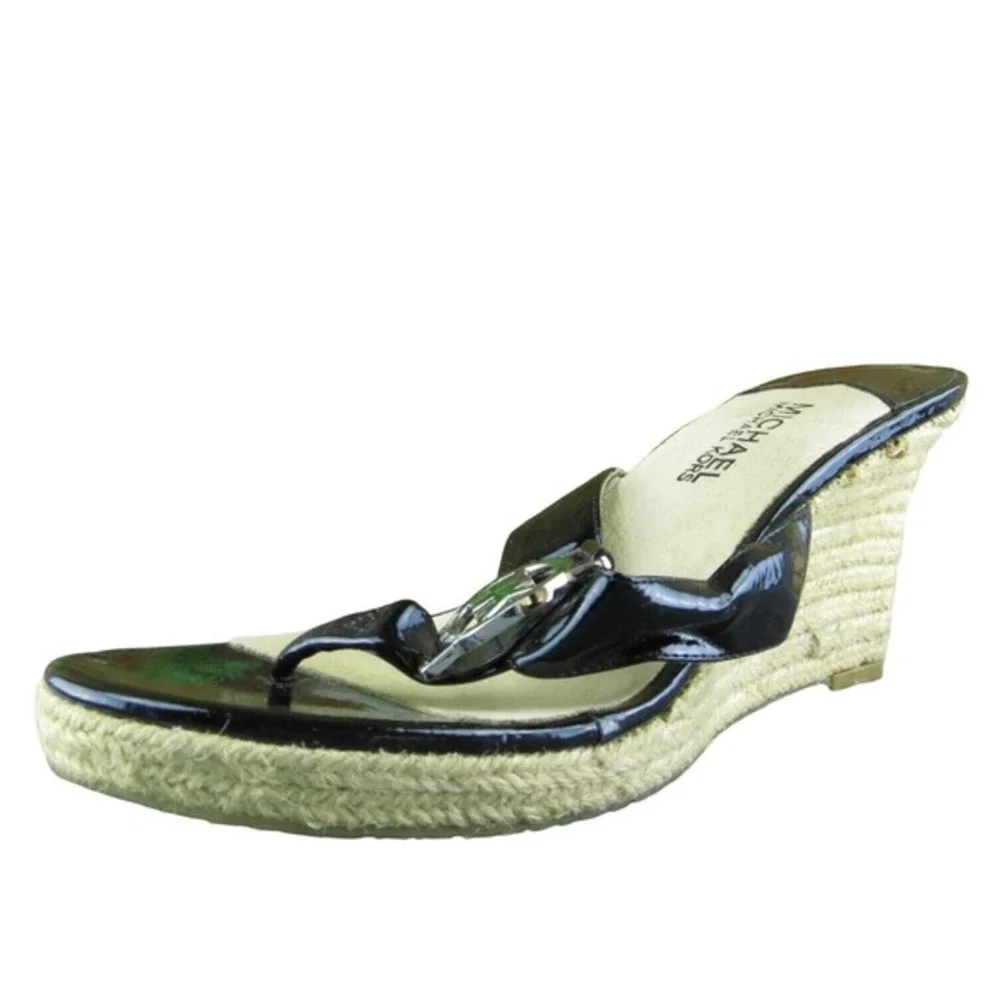 Michael Kors  Women Flip Flop Sandal‎ Shoes Black Synthetic Size 7 Medium